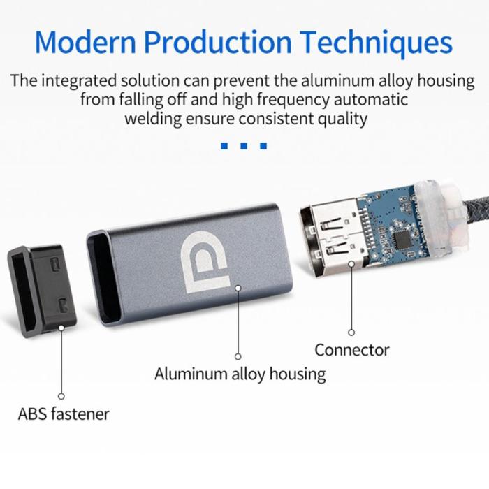 Bild 5, USB-C till DisplayPort DP Hona Adapter 4K 60Hz Grå