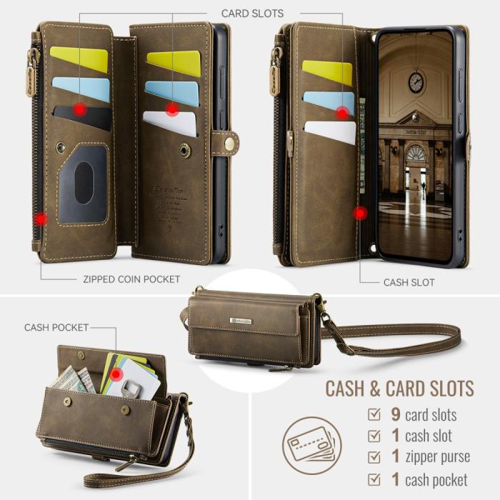 Bild 3, CASEME Galaxy S25 Fodral RFID Multifunktionell Läder Brun