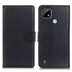 Realme C21 - Litchi Läder Fodral - Svart