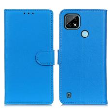 Realme C21 - Litchi Läder Fodral - Blå