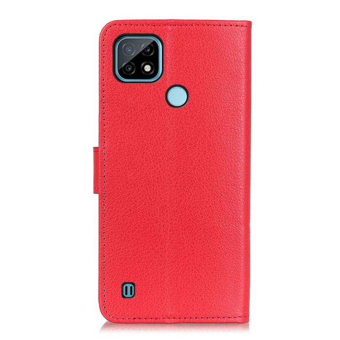 Bild 3, Realme C21 - Litchi Läder Fodral - Röd