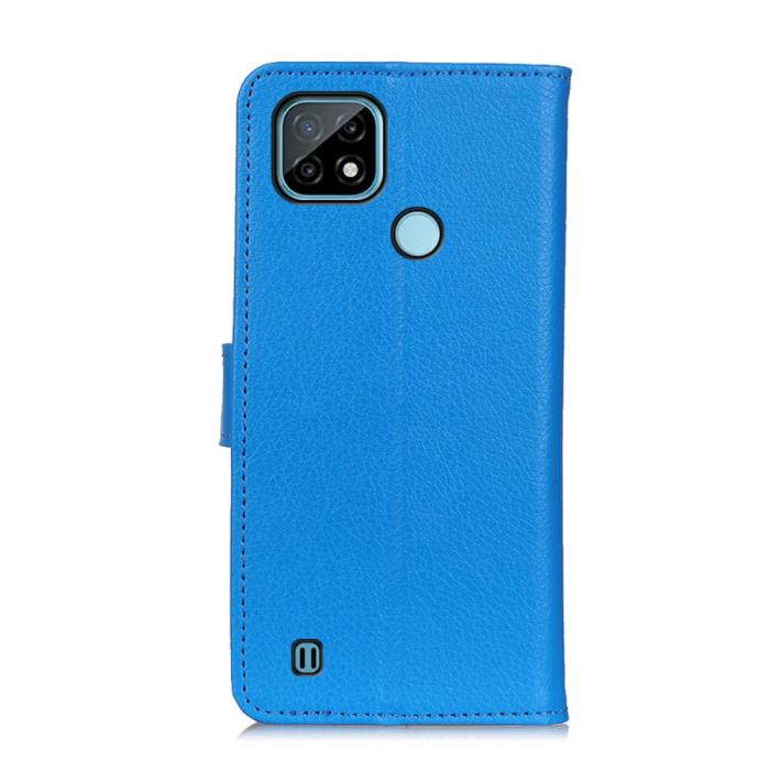 Bild 3, Realme C21 - Litchi Läder Fodral - Blå
