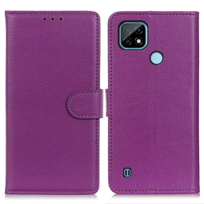 Bild 1, Realme C21 - Litchi Läder Fodral - Lila