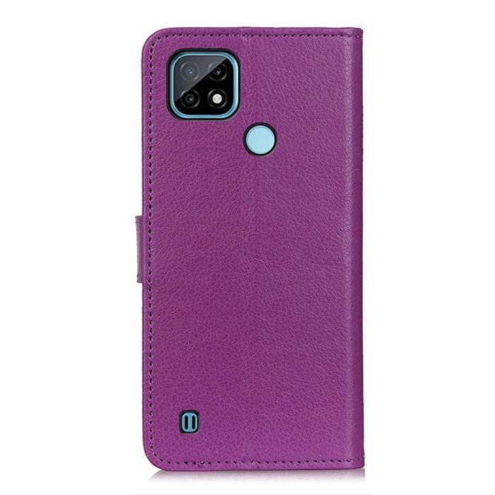 Bild 3, Realme C21 - Litchi Läder Fodral - Lila