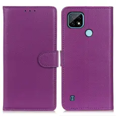 Realme C21 - Litchi L&auml;der Fodral - Lila