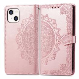 iPhone 13 Mini - Mandala Flower Läder Fodral - Roséguld