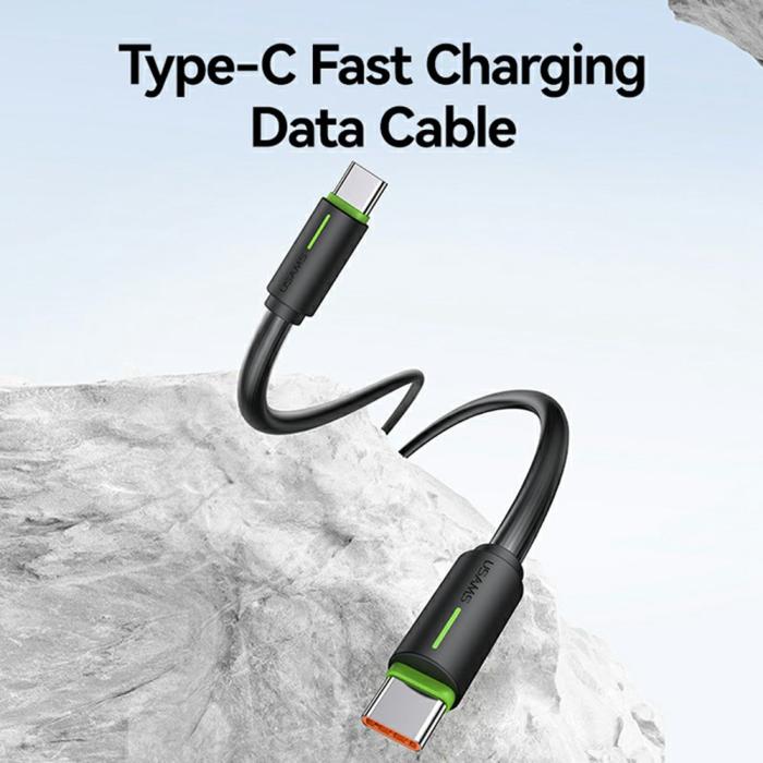 Bild 3, USAMS 1m 60W USB-C - USB-C Kabel Svart