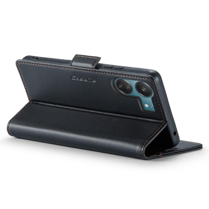 Bild 3, CASEME Xiaomi Redmi 13C 4G Fodral RFID Litchi Läder Svart