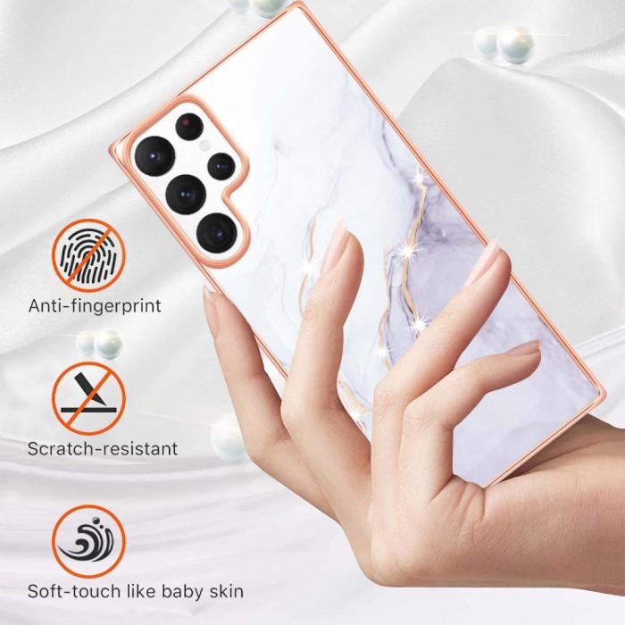 Bild 2, Samsung Galaxy S23 Ultra Skal Marmor TPU Vit