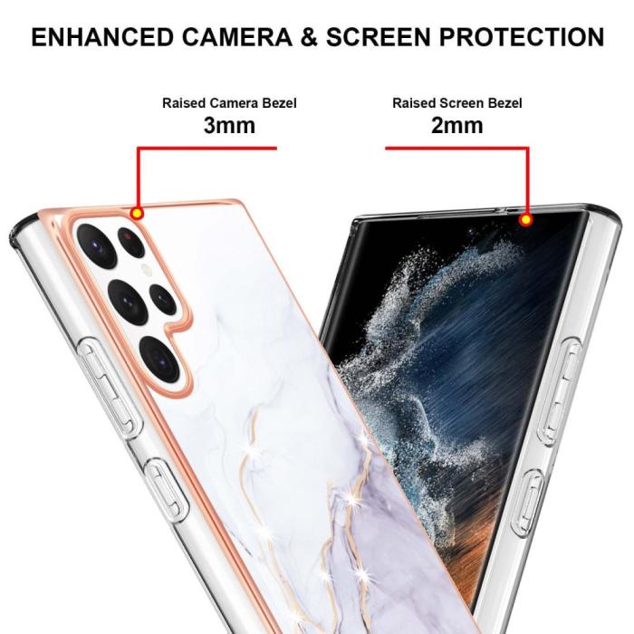 Bild 4, Samsung Galaxy S23 Ultra Skal Marmor TPU Vit