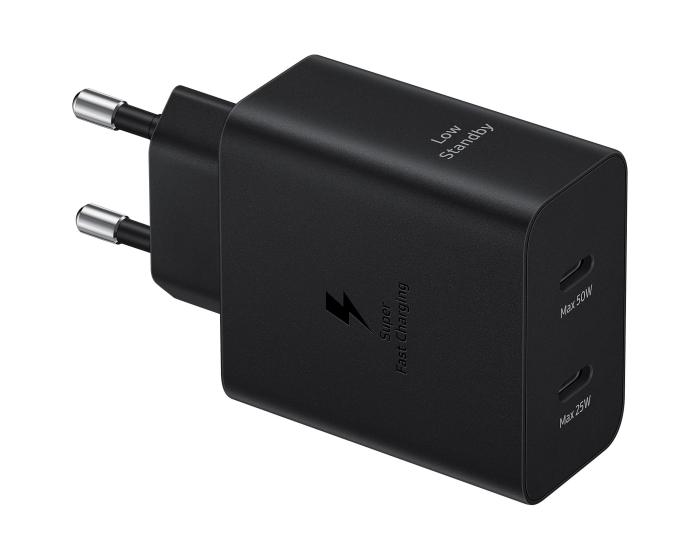 Bild 2, Samsung Original 50W 2x USB-C Laddare EP-T5020 Inkl. 1.8m USB-C Kabel Svart