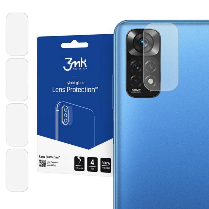 Bild 1, 3MK Xiaomi Redmi Note 11 4-PACK Linsskydd Hybrid Glas