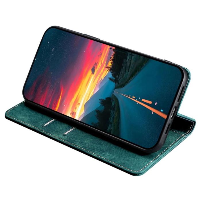 Bild 3, Samsung Galaxy A15 4G/5G Fodral Retro RFID Läder Grön