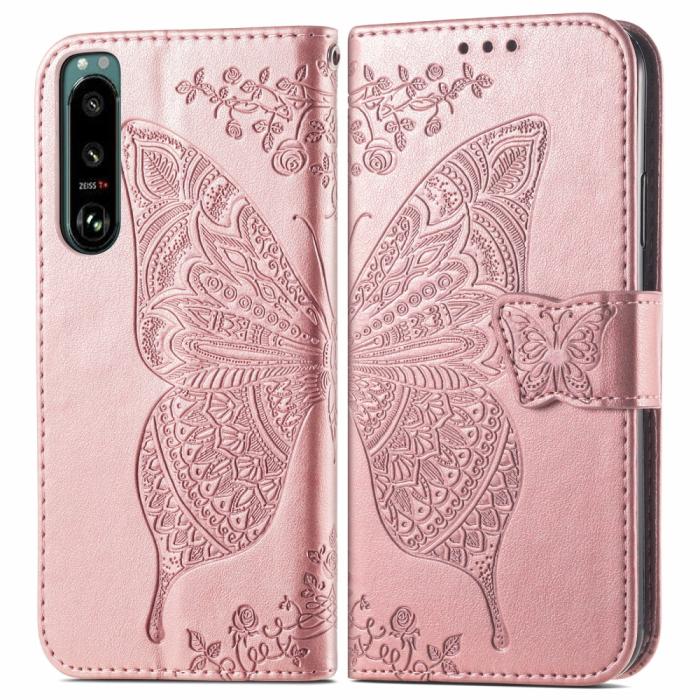 Bild 1, Sony Xperia 5 III Fodral Tryckt Butterfly Roséguld
