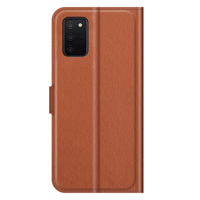 Bild 3, Samsung Galaxy A03s Fodral Litchi Läder Brun