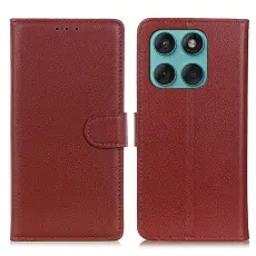 Motorola Edge 60 / 60 Fusion Fodral Litchi L&auml;der Brun