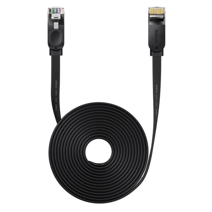 Bild 1, Baseus 15m Cat6 Platt RJ45 Nätverkskabel Svart