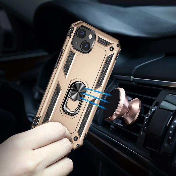 Bild 3, iPhone 15 Skal Armor Hybrid Ring Guld