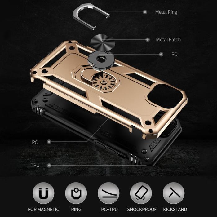 Bild 4, iPhone 15 Skal Armor Hybrid Ring Guld