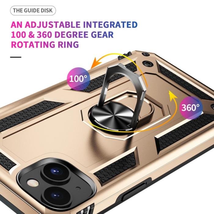 Bild 5, iPhone 15 Skal Armor Hybrid Ring Guld