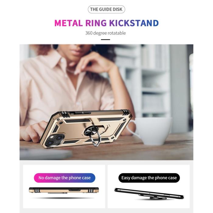 Bild 6, iPhone 15 Skal Armor Hybrid Ring Guld