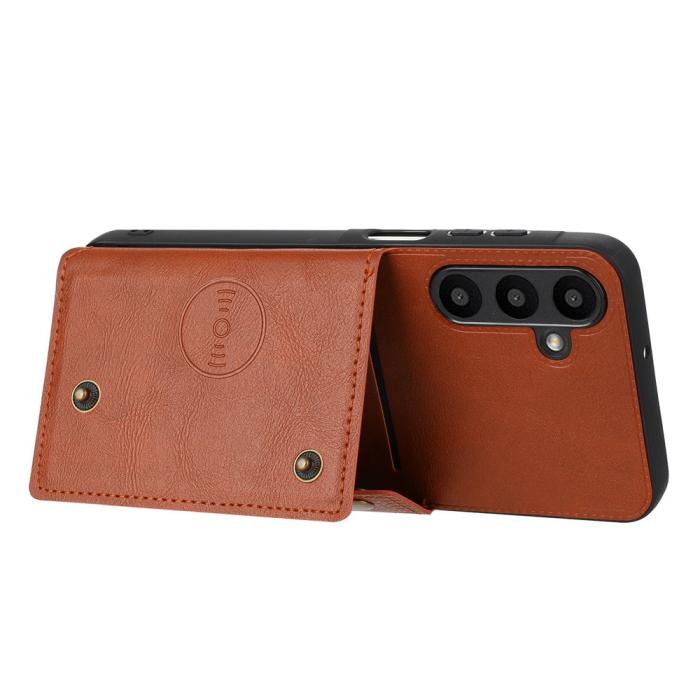 Bild 4, Samsung Galaxy A57 5G Skal Läder Med Kortfack Och Magnet Brun