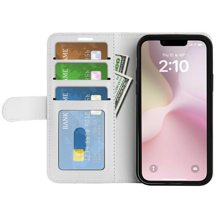 Bild 2, iPhone 17e / 16e Fodral Crazy Horse Läder Vit