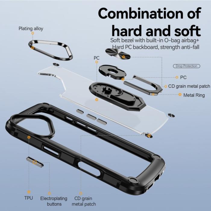 Bild 4, iPhone 16 Plus Skal Shockproof Ring Hybrid Svart