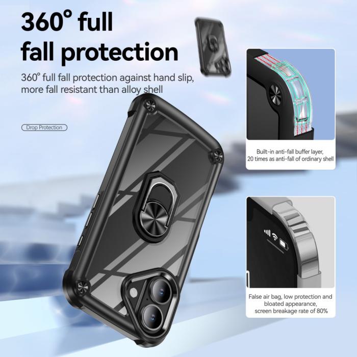 Bild 5, iPhone 16 Plus Skal Shockproof Ring Hybrid Svart