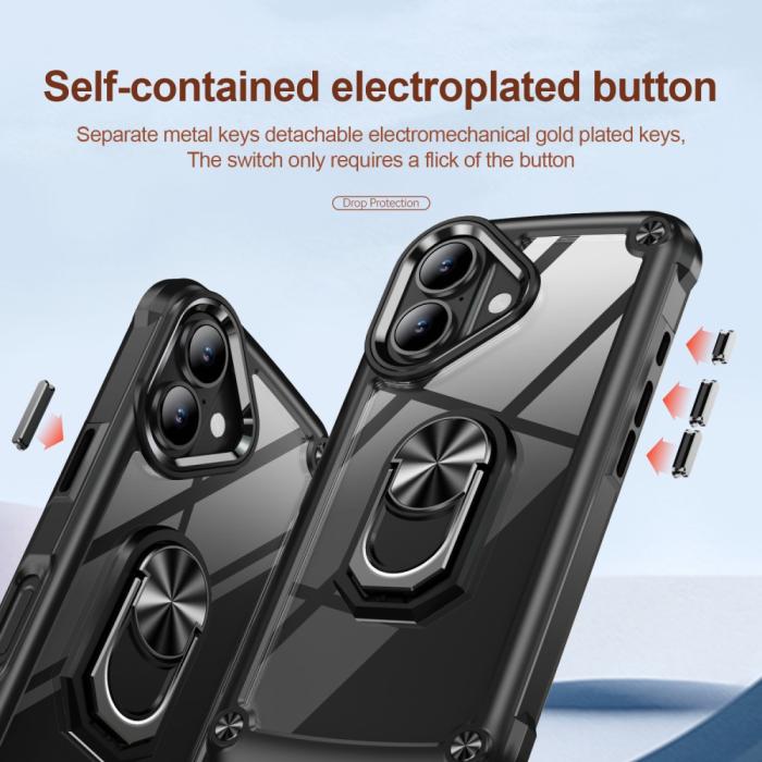 Bild 6, iPhone 16 Plus Skal Shockproof Ring Hybrid Svart