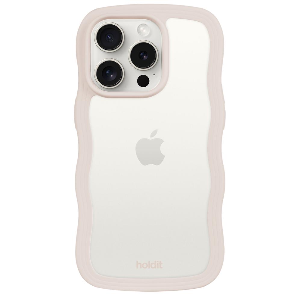 holdit iPhone 14 Pro Skal Wavy Light Beige Transparent