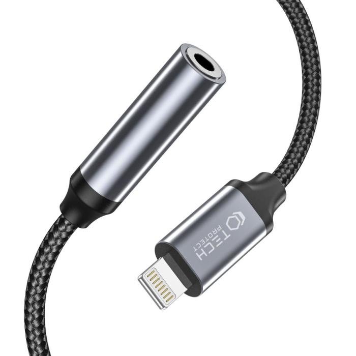 Bild 2, Tech-Protect Ljudadapter Lightning - 3.5mm AUX Hona Nylon Svart