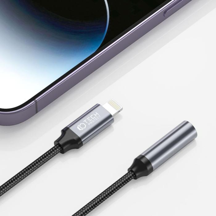 Bild 3, Tech-Protect Ljudadapter Lightning - 3.5mm AUX Hona Nylon Svart