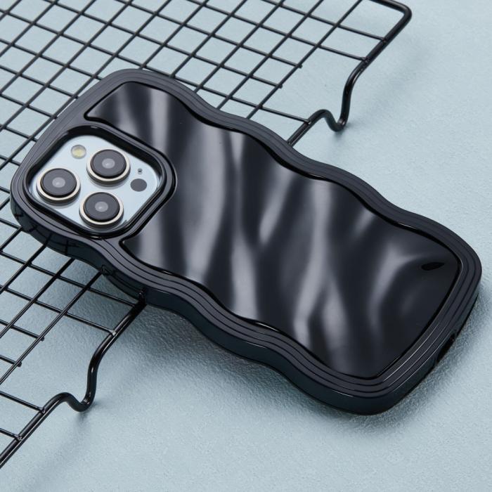 Bild 3, iPhone 15 Pro Mobilskal Wavy Textur Svart