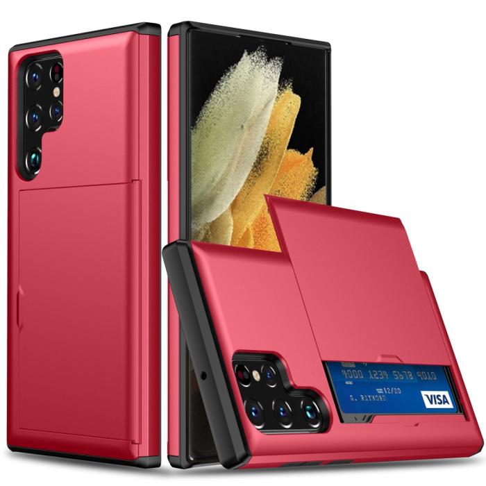 Bild 1, Samsung Galaxy S24 Ultra Skal Med Kortfack Röd