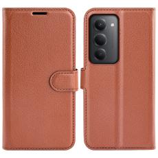 Xiaomi Redmi 15 Fodral Litchi L&auml;der Brun