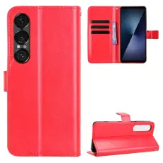 Sony Xperia 1 VII Fodral Crazy Horse L&auml;der R&ouml;d