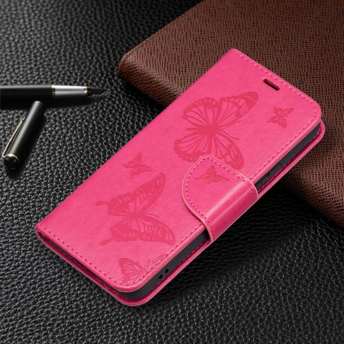 Bild 6, Samsung Galaxy S22 Plus Fodral Tryckt Fjäril Rosa