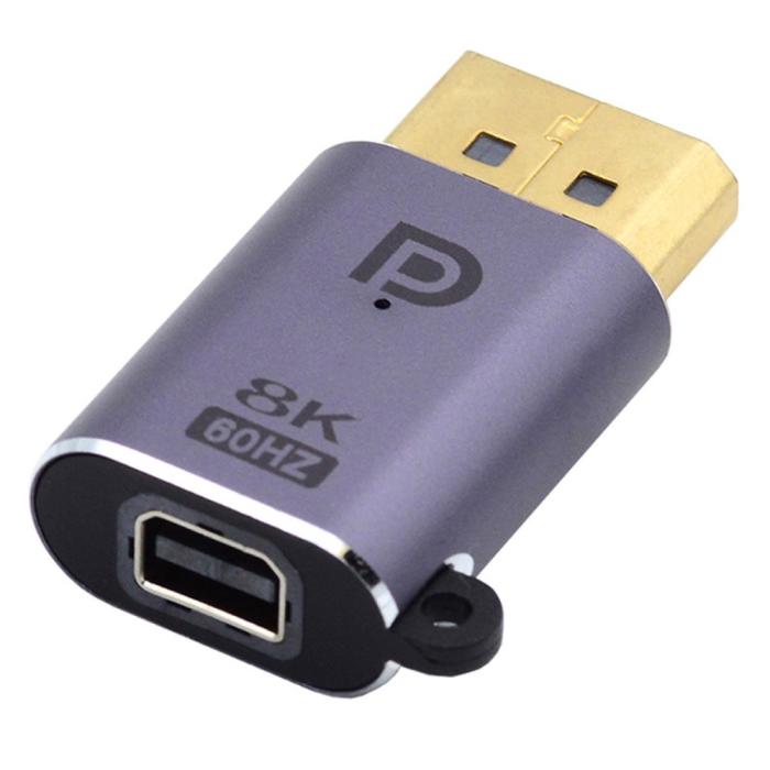 Bild 1, Mini DisplayPort DP till DisplayPort Adapter 8K 60Hz Blå