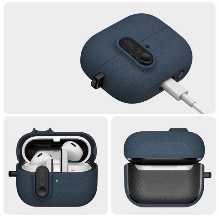Bild 5, Tech-Protect Galaxy Buds 3/3 Pro/3 FE Skal Slim Hook Fluffy Blue