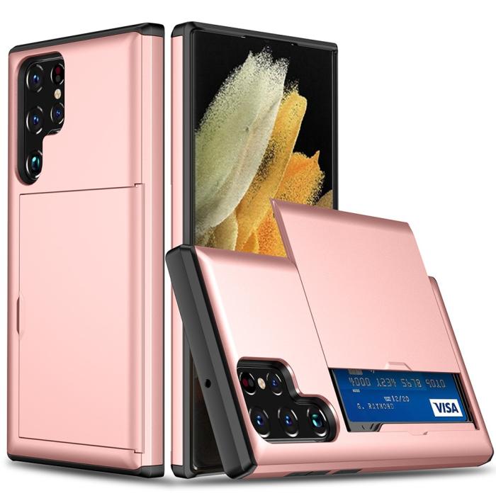 Bild 1, Samsung Galaxy S22 Ultra Skal Med Kortfack Roséguld