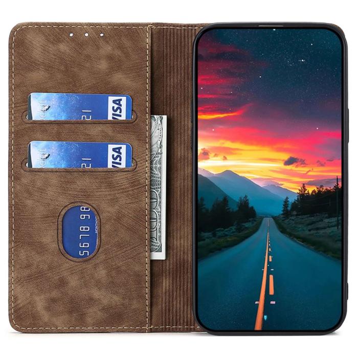 Bild 2, Samsung Galaxy A15 4G/5G Fodral Retro RFID Läder Brun