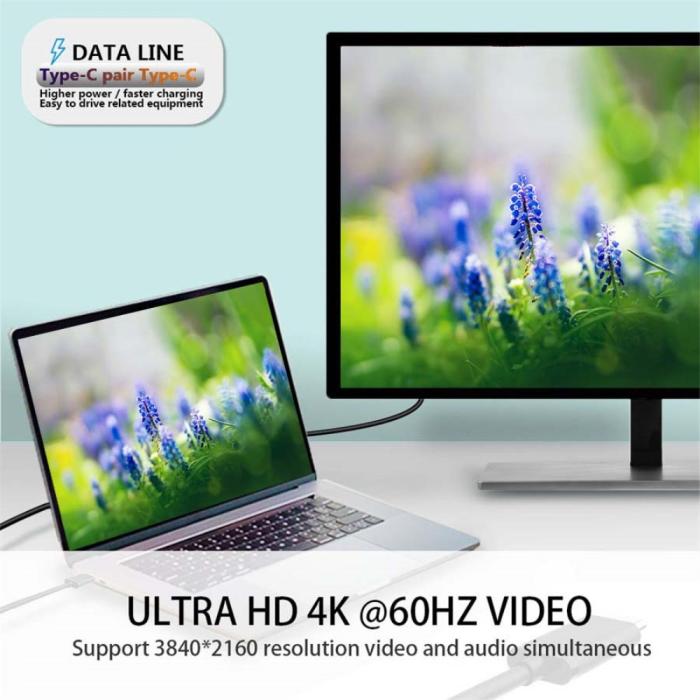 Bild 3, 1.5m USB-C 3.1 Gen2 Hane - USB-C Hona Adapter Kabel Svart