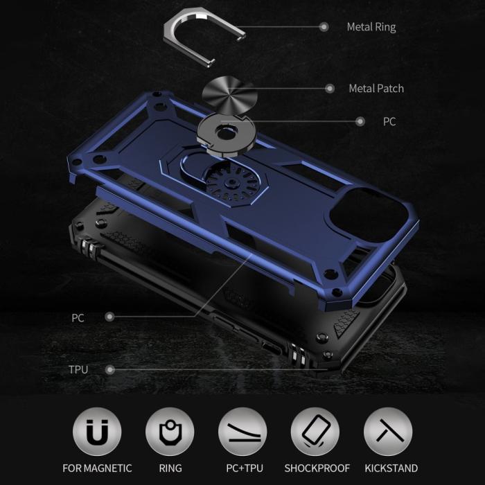 Bild 4, iPhone 15 Skal Armor Hybrid Ring Blå