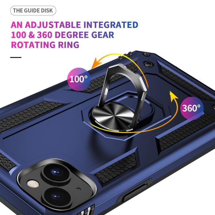 Bild 5, iPhone 15 Skal Armor Hybrid Ring Blå