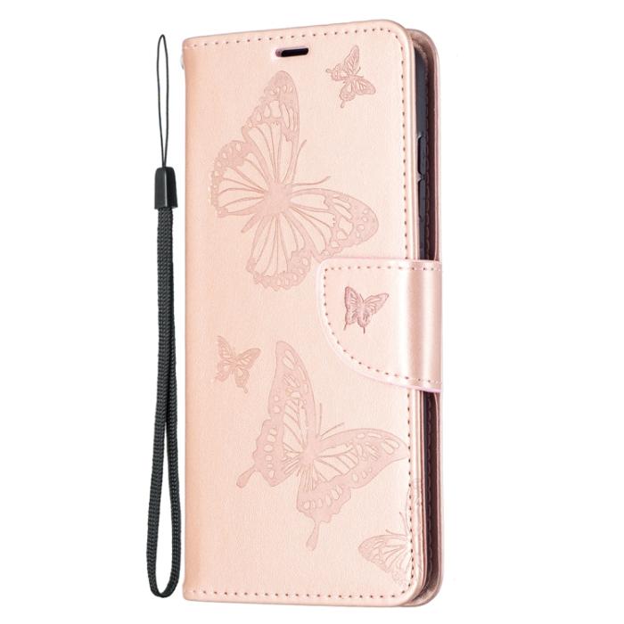 Bild 2, Samsung Galaxy S21 FE Fodral Butterfly Läder Roséguld