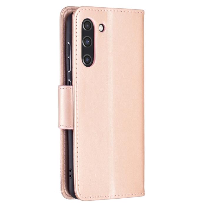 Bild 3, Samsung Galaxy S21 FE Fodral Butterfly Läder Roséguld