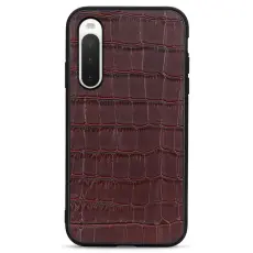 Sony Xperia 10 IV Skal Äkta Läder Krokodil Textur Brun