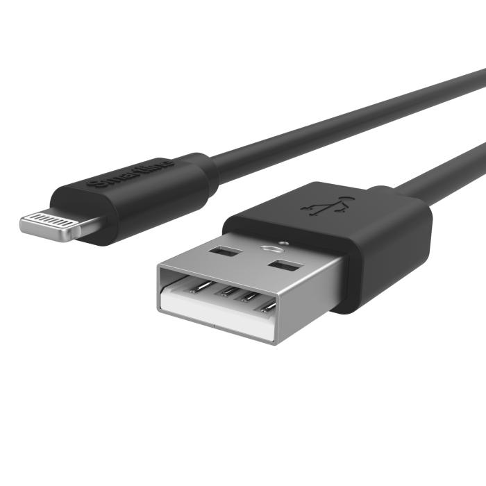 Bild 2, Smartline 1m MFi Lightning Laddningskabel Svart