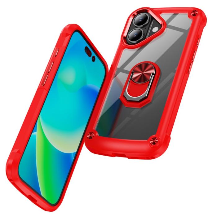 Bild 2, iPhone 16 Plus Skal Shockproof Ring Hybrid Röd